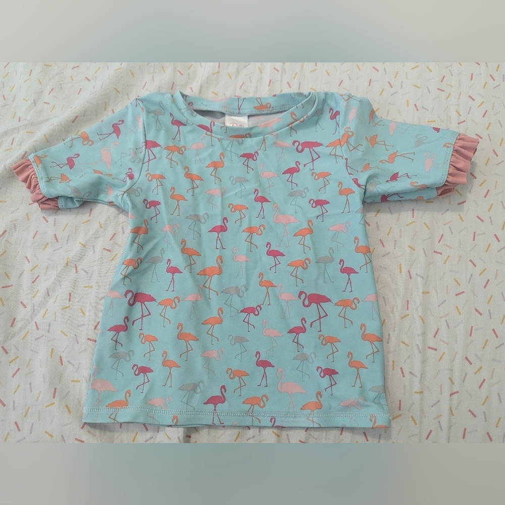 Ruffle Butts Flamingo Rash Guard